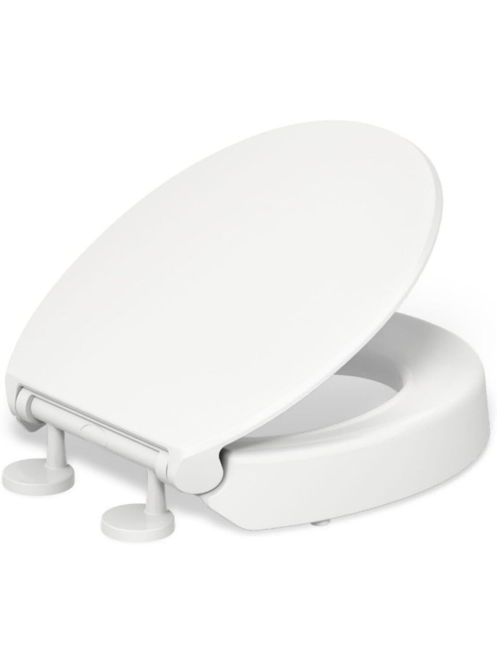 Elevated Soft Close Round Toilet Seat, 3" Height, Contoured Design, Grip-Tight